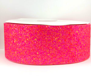 Neon Pink with Orange Chunky 3" Glitter Ribbon