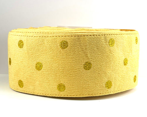 Yellow Corduroy Ribbon with Gold Glitter - 3 Inch