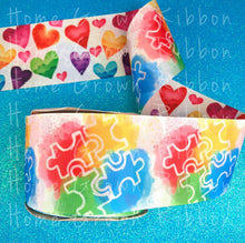 Load image into Gallery viewer, Autism Awareness Double Sided USDR Grosgrain Ribbon 5/8&quot; - 7/8&quot; - 1.5&quot; - 3&quot;