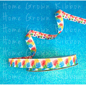 Autism Awareness Double Sided USDR Grosgrain Ribbon 5/8" - 7/8" - 1.5" - 3"