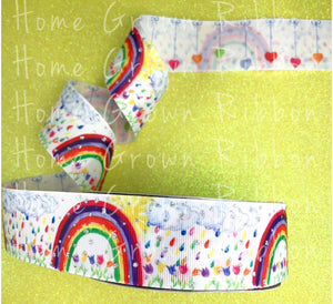 Rainbow Glitter Sparkles Double Sided USDR Grosgrain Ribbon 5/8" - 7/8" - 1.5" - 3"