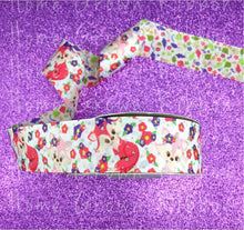 Load image into Gallery viewer, Floral Foxes Glitter Sparkles Double Sided USDR Grosgrain Ribbon 5/8&quot; - 7/8&quot; - 1.5&quot; - 3&quot;