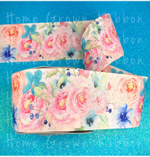 Load image into Gallery viewer, Summer Roses Glitter Sparkles Double Sided USDR Grosgrain Ribbon - 1.5&quot; - 3&quot;