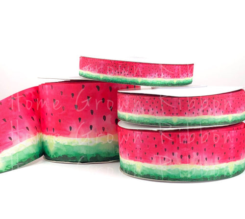 Watermelon Watercolor Double Sided USDR Grosgrain Ribbon 5/8