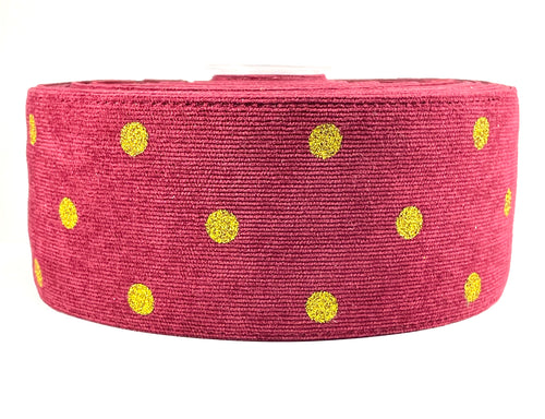 Maroon Corduroy Ribbon with Gold Glitter - 3 Inch