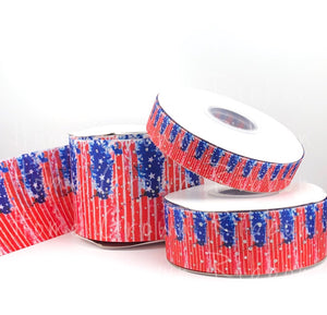 Distressed Flag Glitter Sparkles Double Sided USDR Grosgrain Ribbon 7/8" - 1.5" - 3"