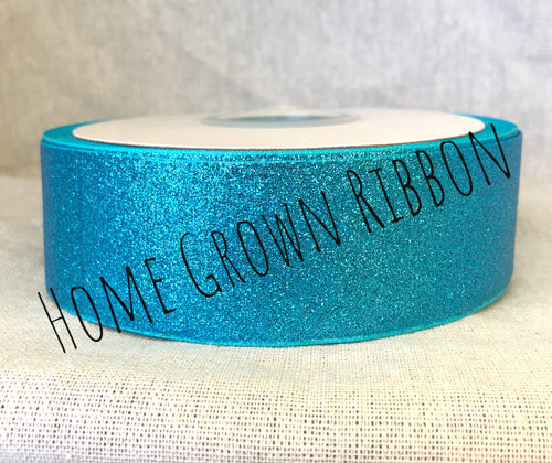 Turquoise Glitter Ribbon - 1.5